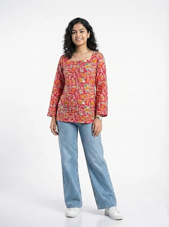 Women's Cotton Jaipuri Printed Kurti